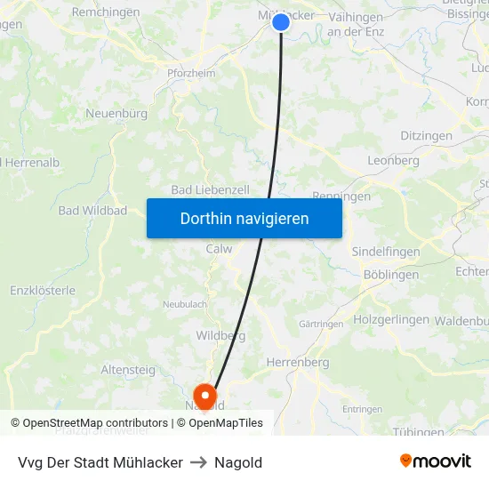 Vvg Der Stadt Mühlacker to Nagold map