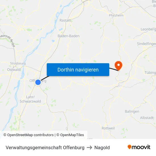 Verwaltungsgemeinschaft Offenburg to Nagold map