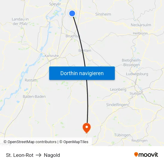 St. Leon-Rot to Nagold map