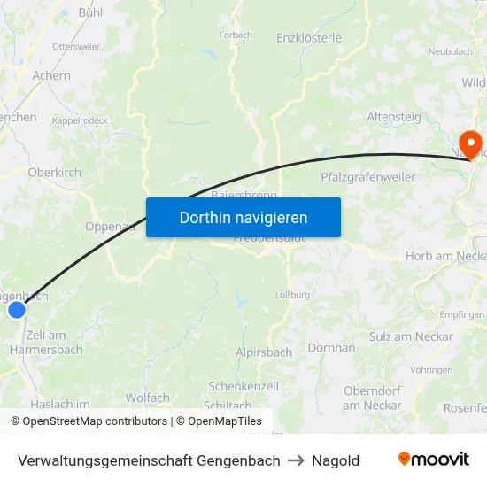 Verwaltungsgemeinschaft Gengenbach to Nagold map