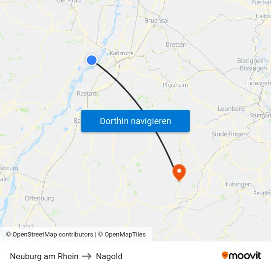 Neuburg am Rhein to Nagold map