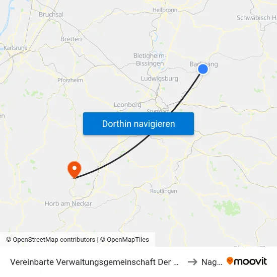 Vereinbarte Verwaltungsgemeinschaft Der Stadt Backnang to Nagold map