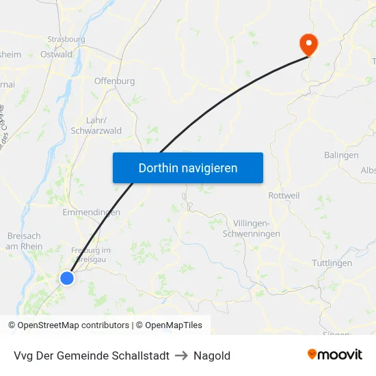 Vvg Der Gemeinde Schallstadt to Nagold map