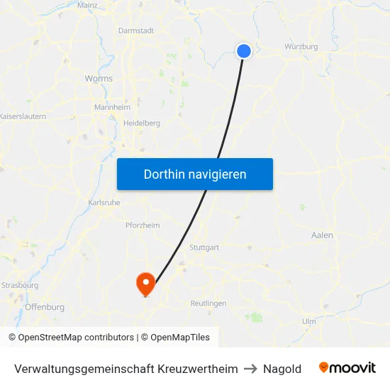 Verwaltungsgemeinschaft Kreuzwertheim to Nagold map