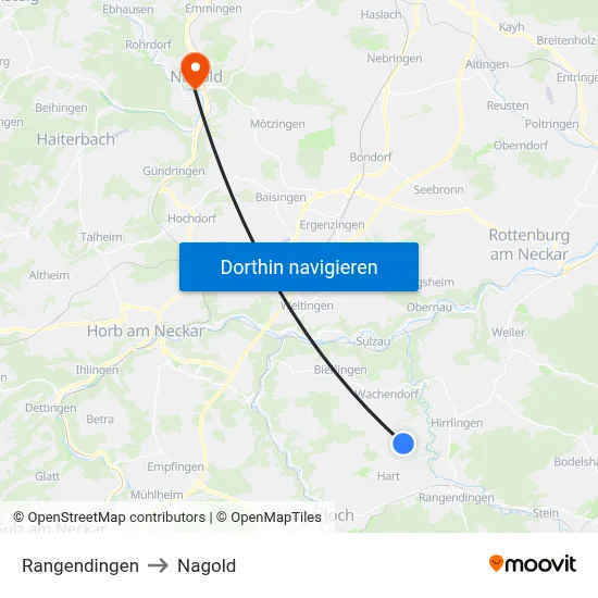 Rangendingen to Nagold map