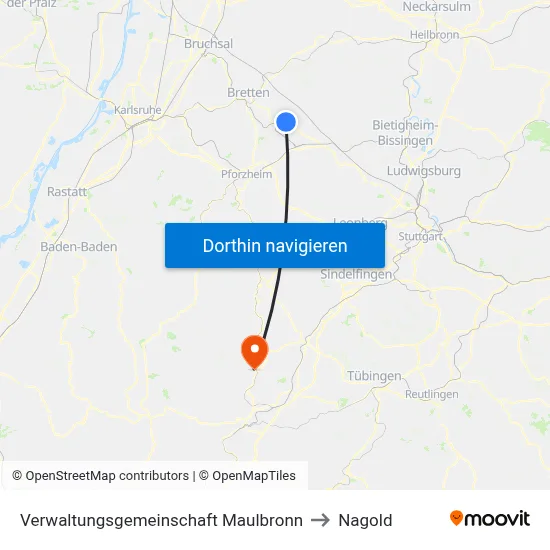 Verwaltungsgemeinschaft Maulbronn to Nagold map
