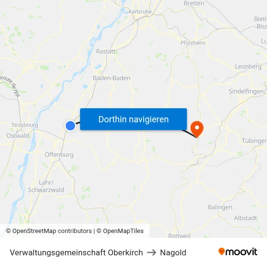 Verwaltungsgemeinschaft Oberkirch to Nagold map