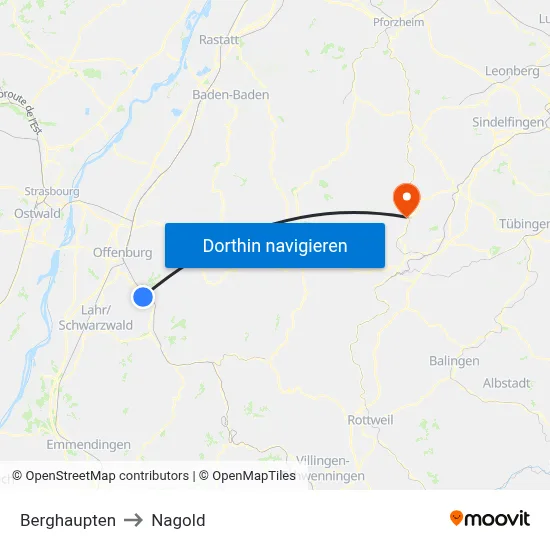 Berghaupten to Nagold map