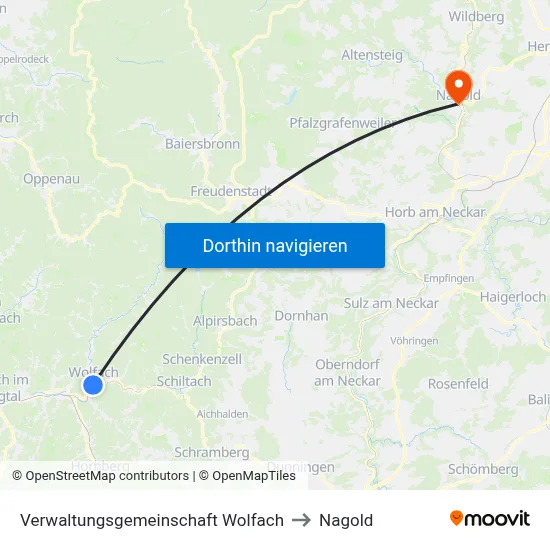 Verwaltungsgemeinschaft Wolfach to Nagold map