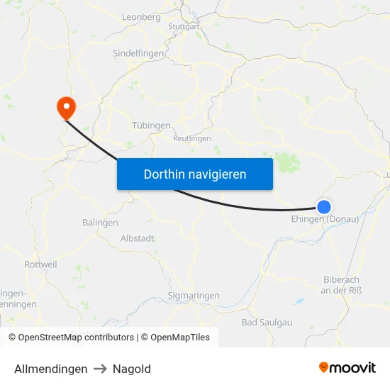 Allmendingen to Nagold map