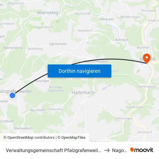 Verwaltungsgemeinschaft Pfalzgrafenweiler to Nagold map