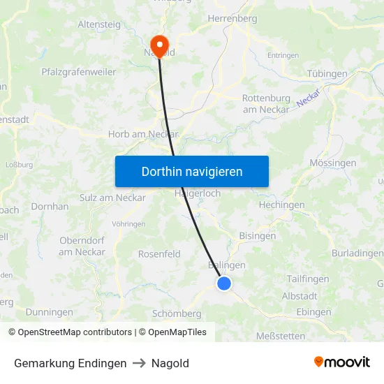 Gemarkung Endingen to Nagold map