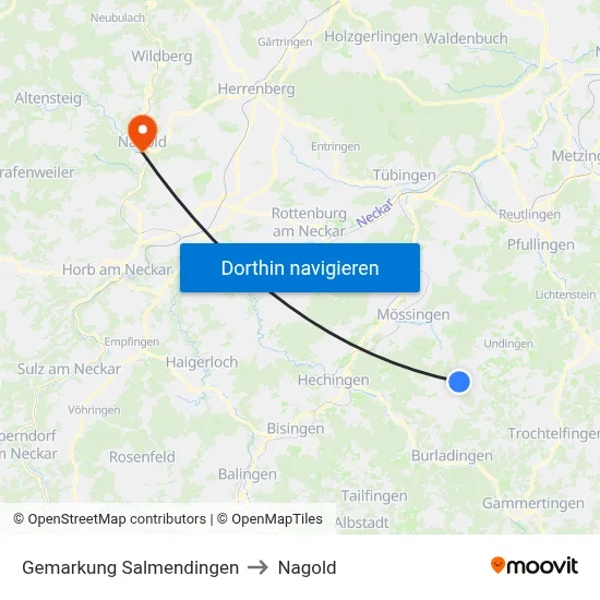 Gemarkung Salmendingen to Nagold map