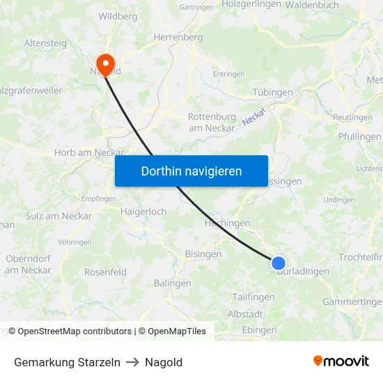 Gemarkung Starzeln to Nagold map