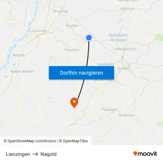 Lienzingen to Nagold map