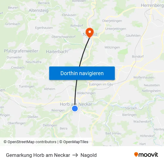 Gemarkung Horb am Neckar to Nagold map