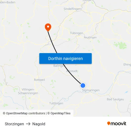 Storzingen to Nagold map