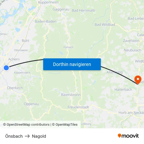 Önsbach to Nagold map