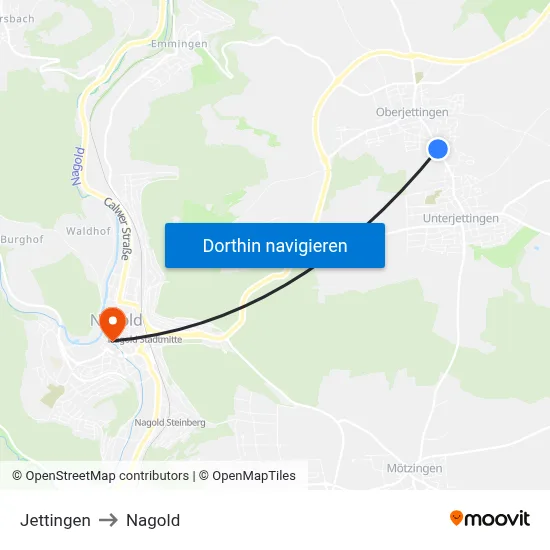 Jettingen to Nagold map