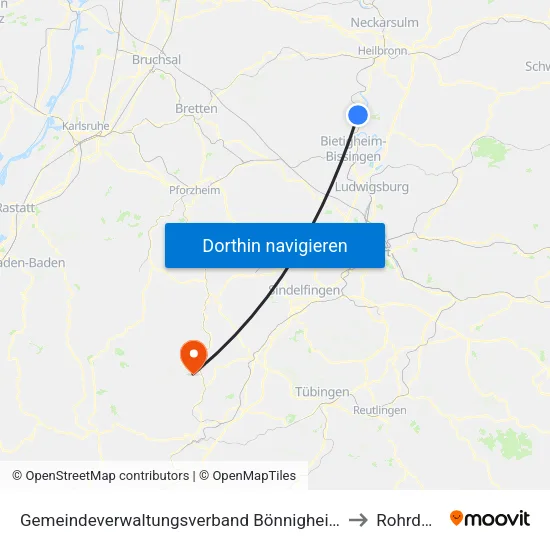 Gemeindeverwaltungsverband Bönnigheim to Rohrdorf map