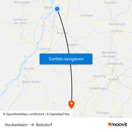 Hockenheim to Rohrdorf map