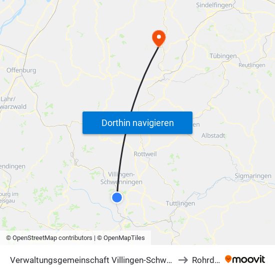 Verwaltungsgemeinschaft Villingen-Schwenningen to Rohrdorf map