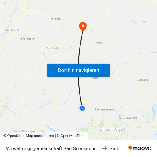 Verwaltungsgemeinschaft Bad Schussenried to Gaildorf map