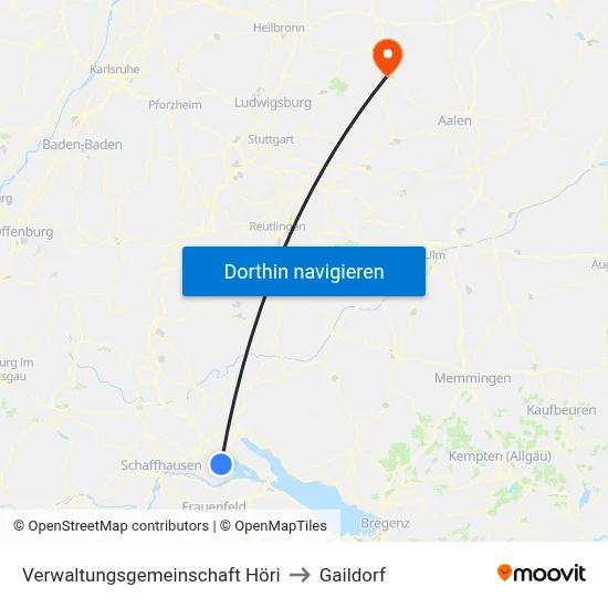 Verwaltungsgemeinschaft Höri to Gaildorf map