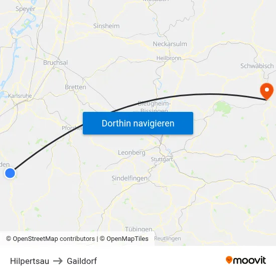 Hilpertsau to Gaildorf map
