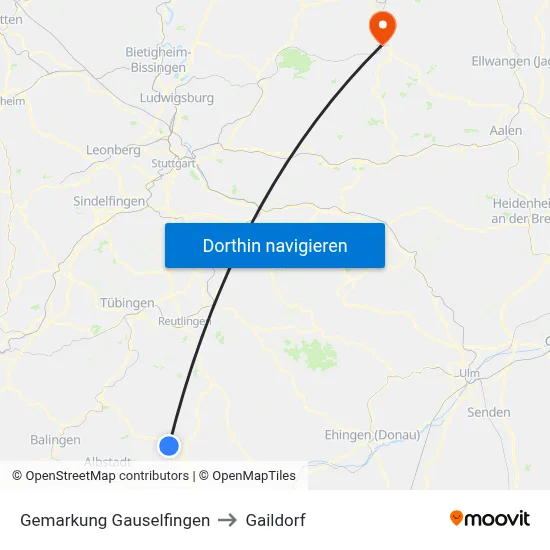 Gemarkung Gauselfingen to Gaildorf map