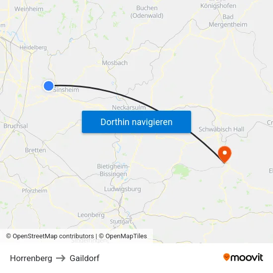 Horrenberg to Gaildorf map