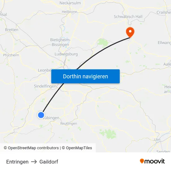 Entringen to Gaildorf map