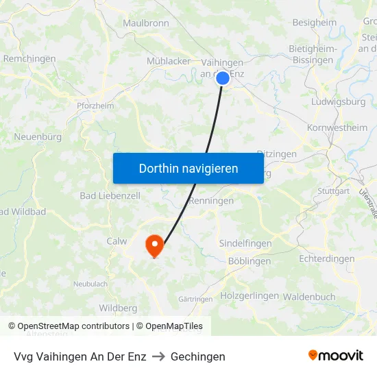 Vvg Vaihingen An Der Enz to Gechingen map
