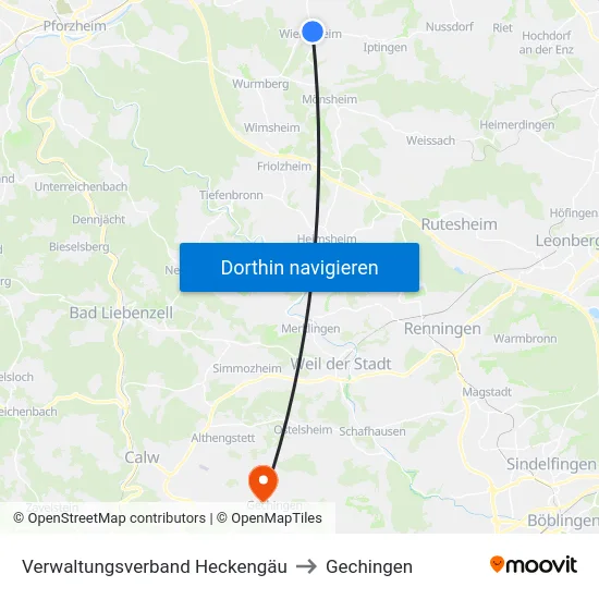 Verwaltungsverband Heckengäu to Gechingen map