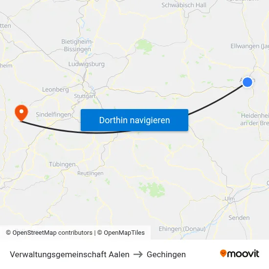 Verwaltungsgemeinschaft Aalen to Gechingen map
