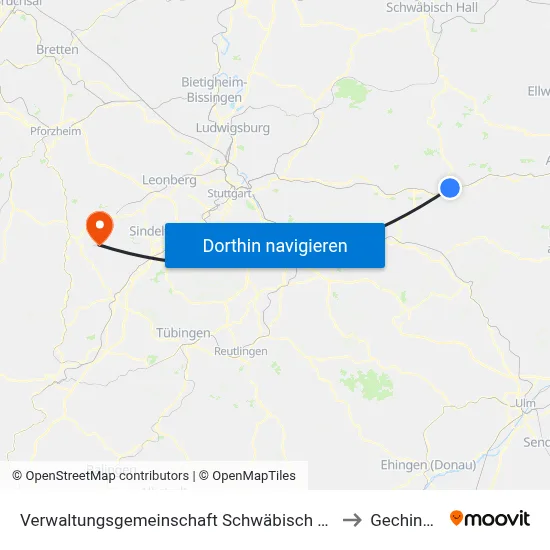 Verwaltungsgemeinschaft Schwäbisch Gmünd to Gechingen map