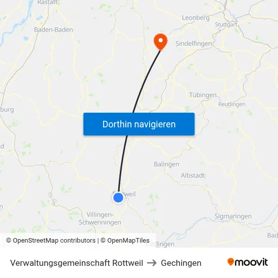 Verwaltungsgemeinschaft Rottweil to Gechingen map
