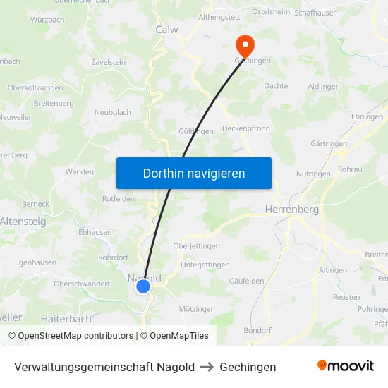Verwaltungsgemeinschaft Nagold to Gechingen map