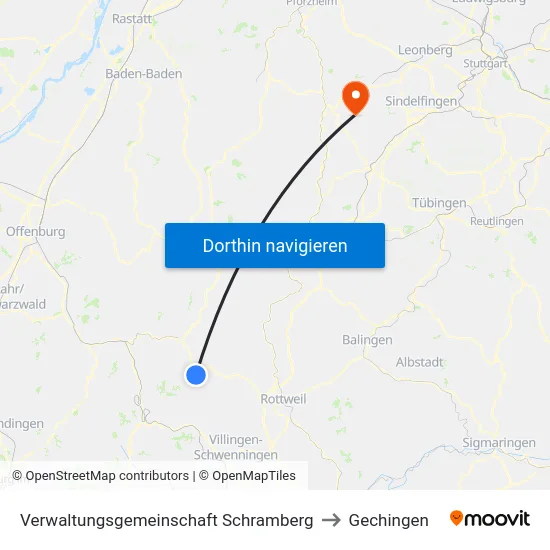 Verwaltungsgemeinschaft Schramberg to Gechingen map