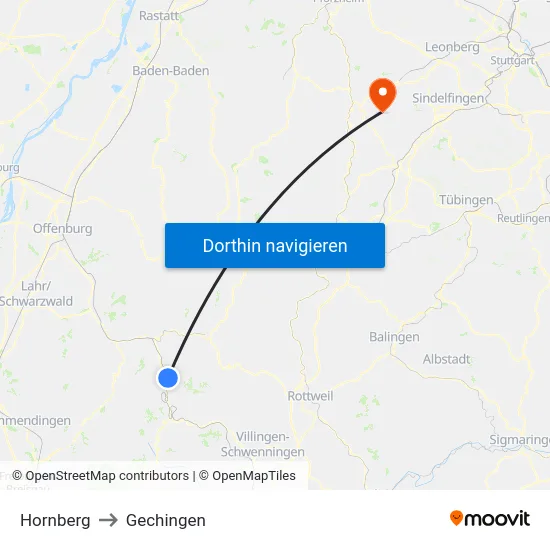Hornberg to Gechingen map