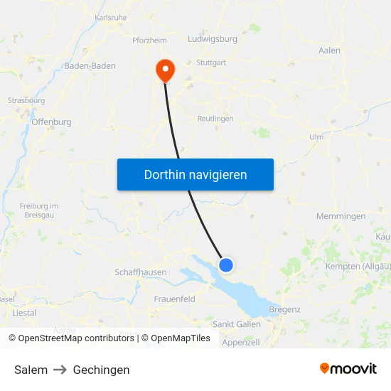 Salem to Gechingen map
