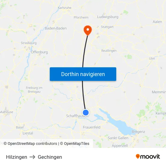 Hilzingen to Gechingen map