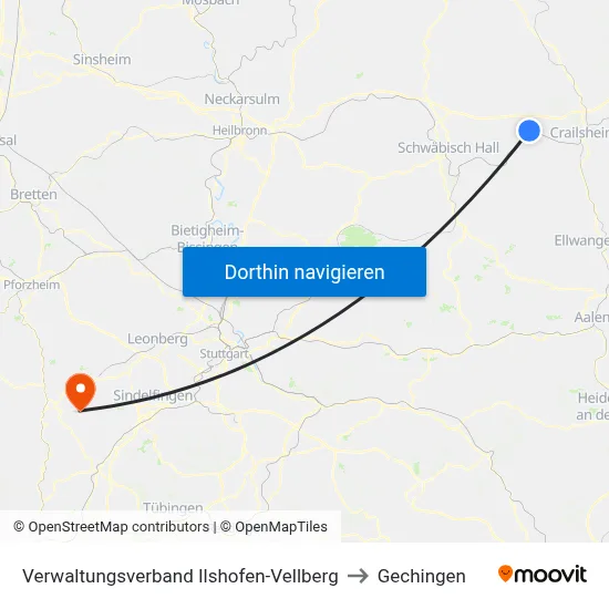 Verwaltungsverband Ilshofen-Vellberg to Gechingen map