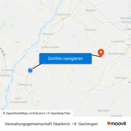 Verwaltungsgemeinschaft Oberkirch to Gechingen map
