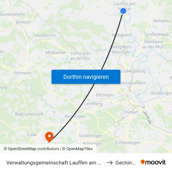 Verwaltungsgemeinschaft Lauffen am Neckar to Gechingen map