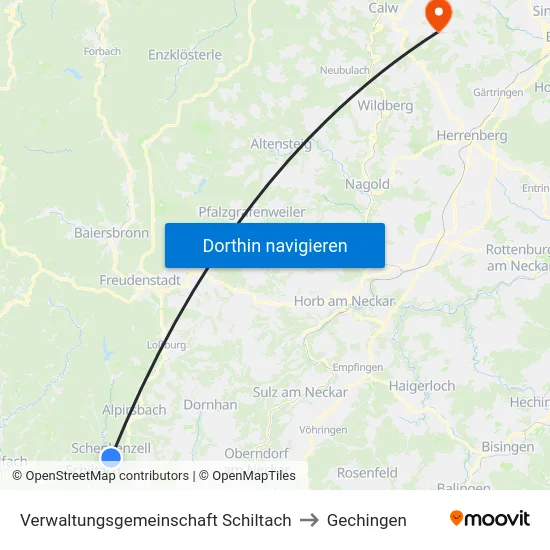 Verwaltungsgemeinschaft Schiltach to Gechingen map