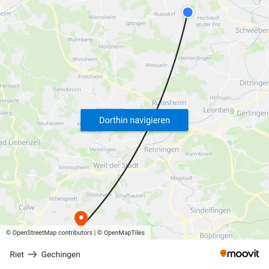 Riet to Gechingen map