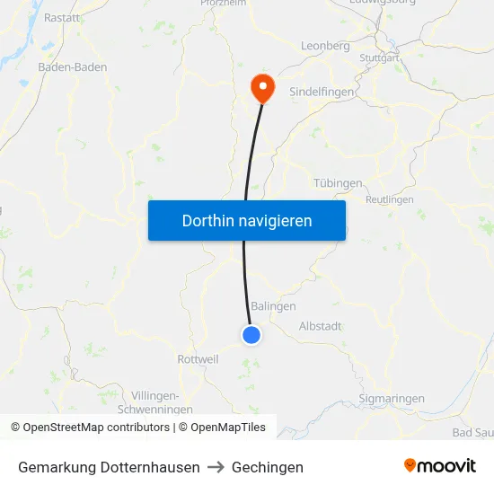 Gemarkung Dotternhausen to Gechingen map