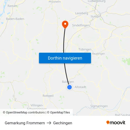 Gemarkung Frommern to Gechingen map