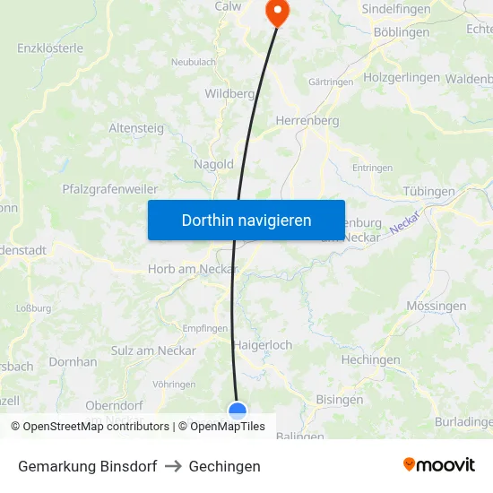 Gemarkung Binsdorf to Gechingen map